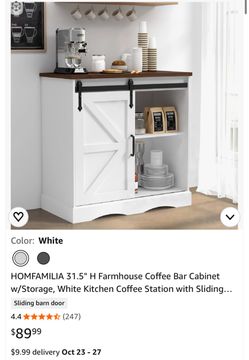 Farmhouse Coffee Bar Cabinet w/Storage