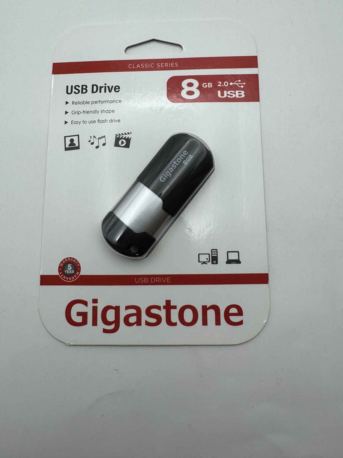 Gigastone GS-Z08GCNBL-R 8GB Black USB 2.0 Sliding Capless Flash Drive Unopened