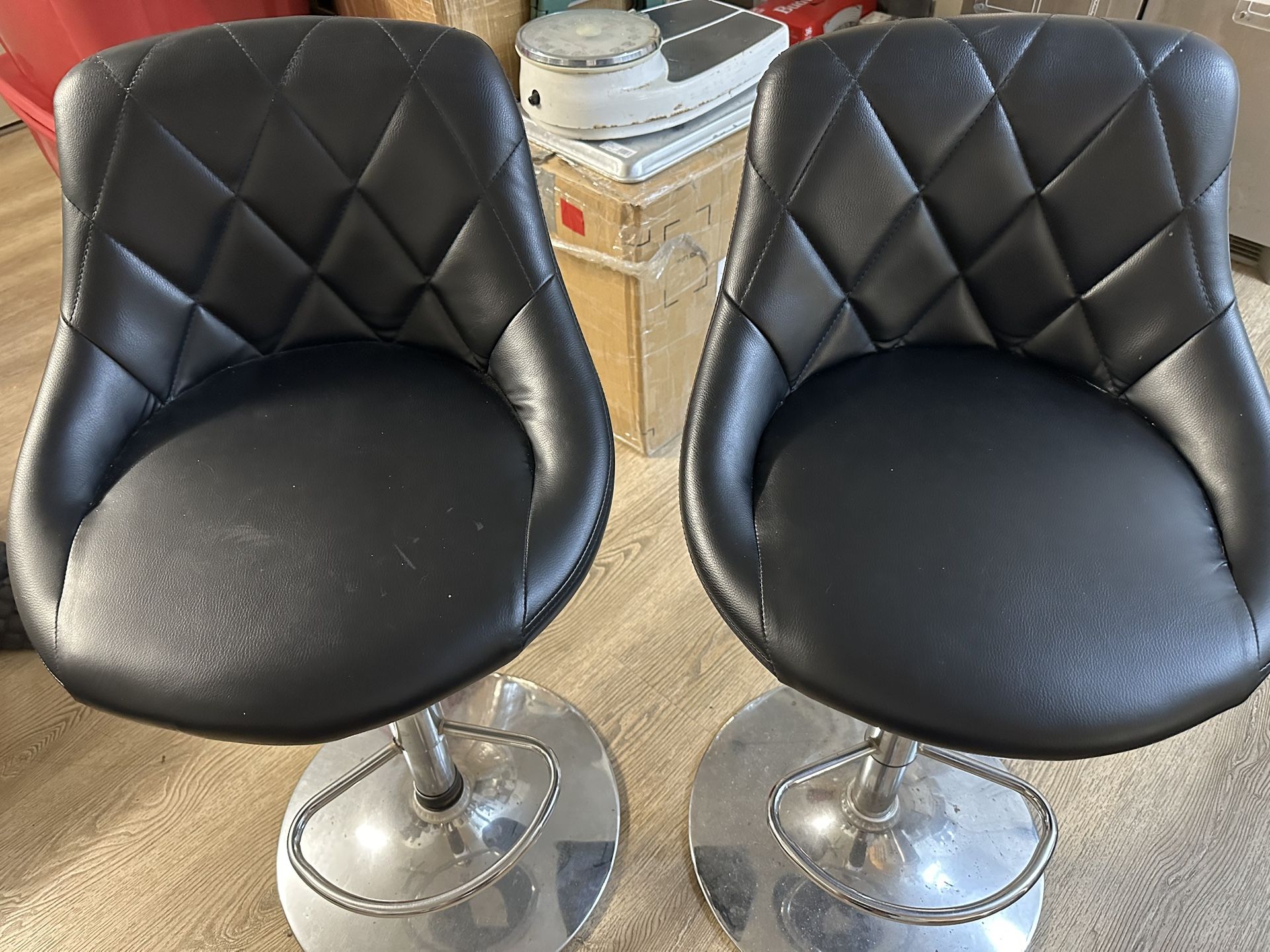 Set Of 2 Adjustable Black Bar Stools