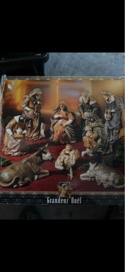 Grandeur Noel Collectors Edition 9 Pc Antique Finish Nativity Set Christmas