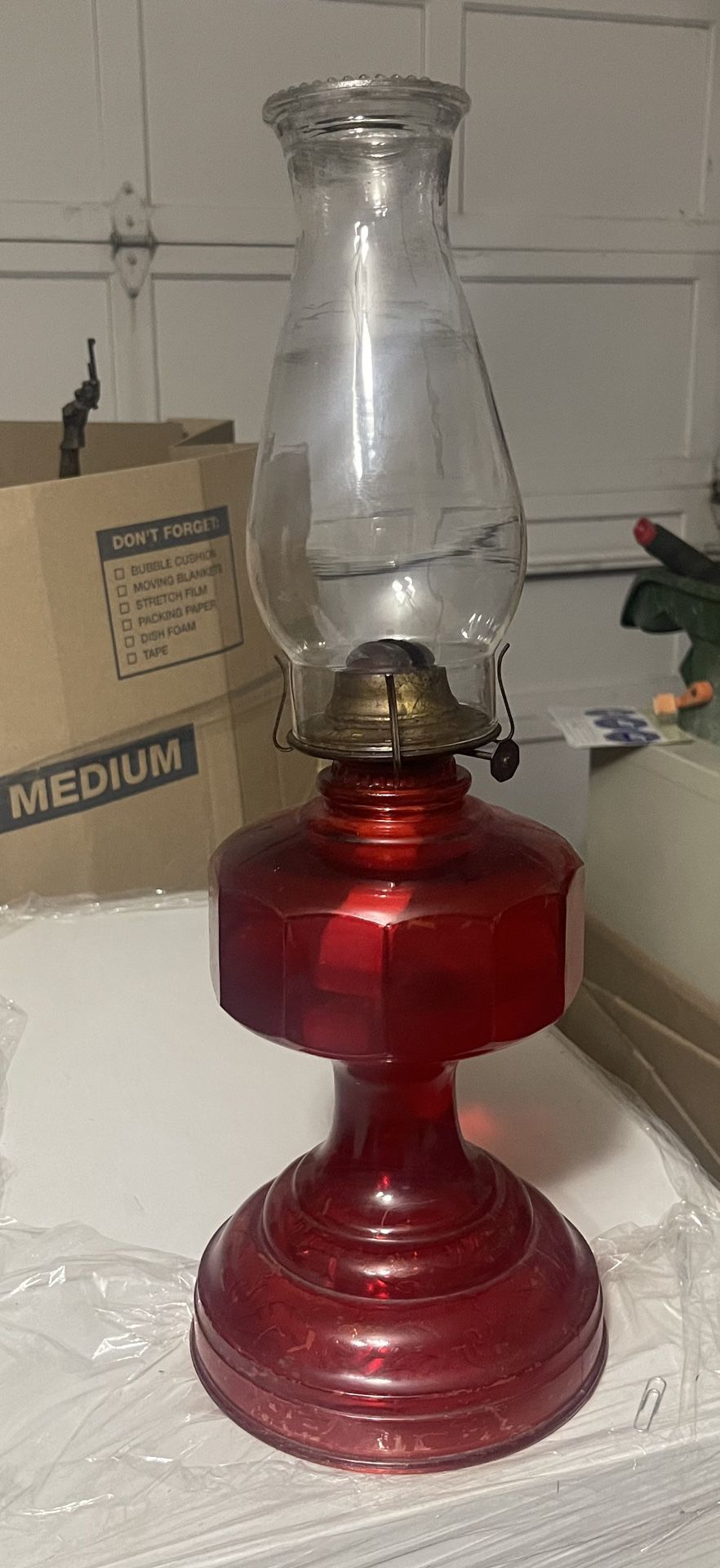  Antique Hurricane Lamp  18 Inches High.  Pick Up Only