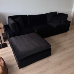 New Black Velvet Cloud Couch Sectional