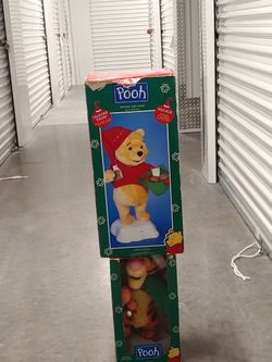 vintage pooh and Tigger animated Christmas figurines