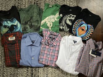 Size 10-12 boys t shirts and long sleeve button down shirts