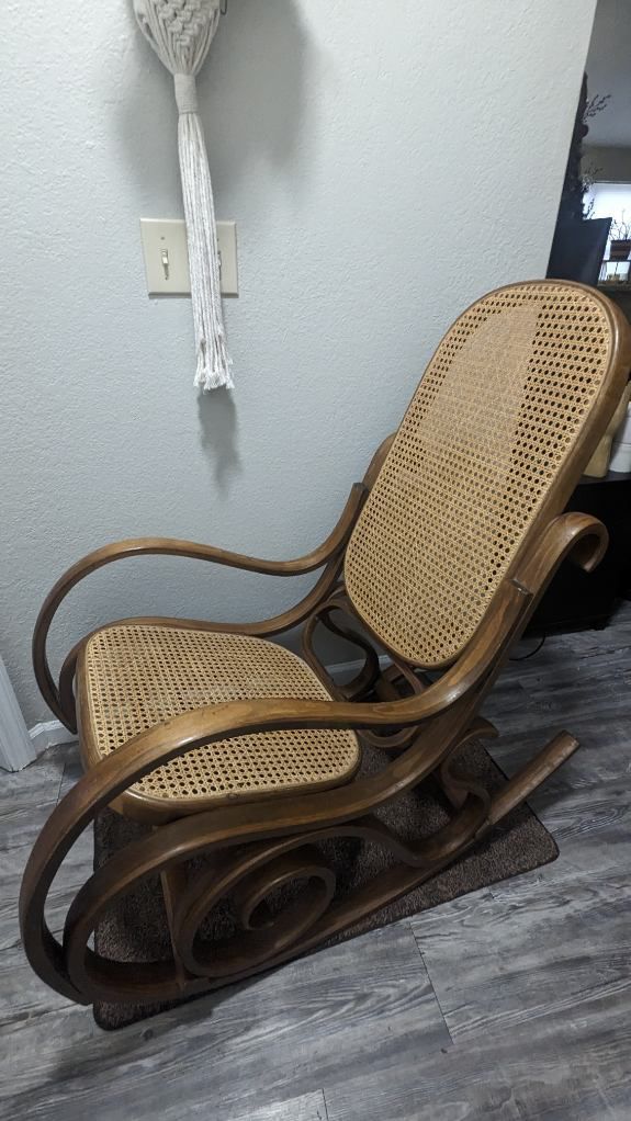 Vintage mid century antique Thonet style bentwood rocker chair 