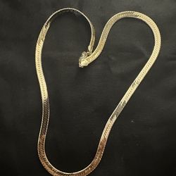 14K GOLD PLATED CHAIN, THIN LAYERED THICK SNAKE NECKLACE, HYPOALLERGENIC, WATER RESISTANT, TARNISH FREE, JEWELRY FOR GIFTS.