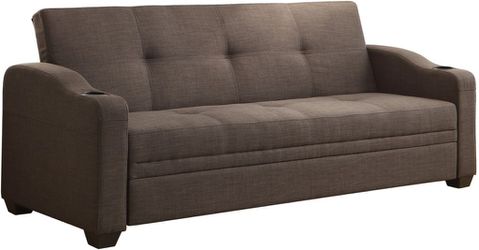 Brand new grey linen or brown leather sofa futon