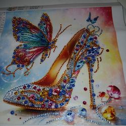 High Heal Shoe With Butterfly Diamond Art Painting 