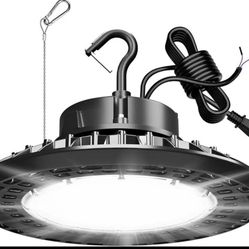 UFO LED High Bay Light 300W 5700K, Dimmable High Bay 5' Cable with US Plug, Hanging Hook, Safe Rope,