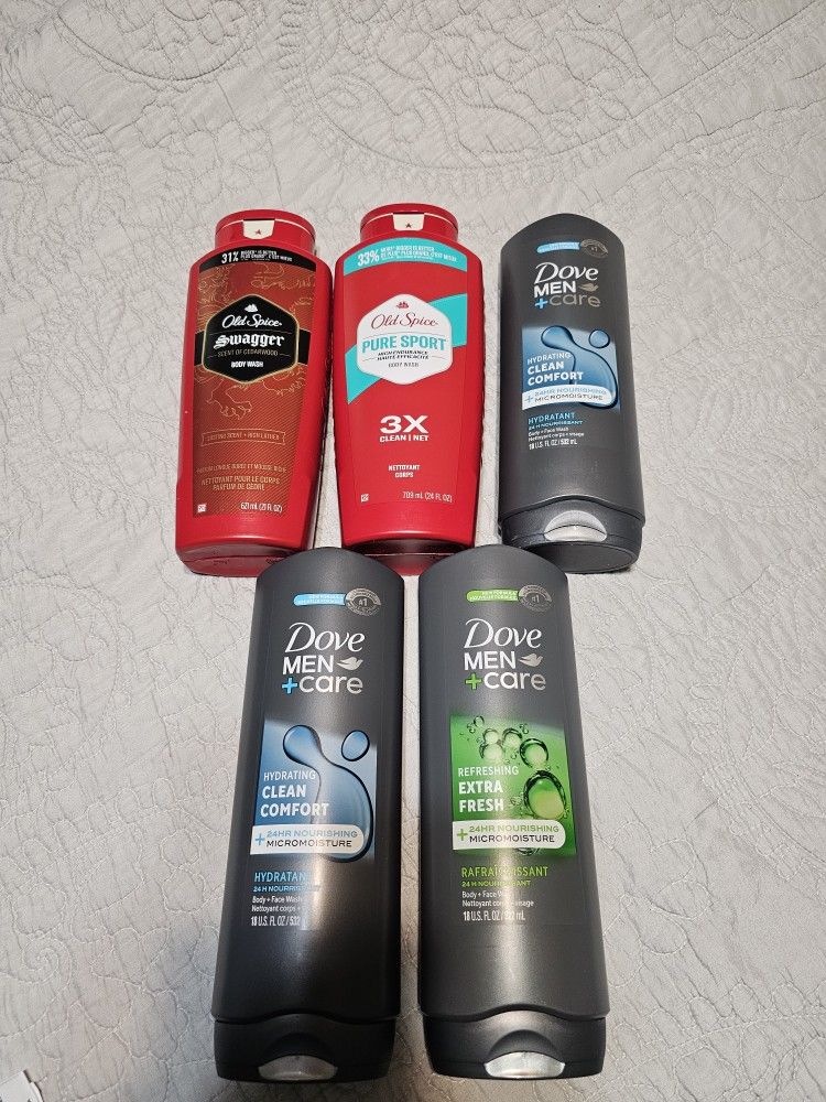 OLD SPICE AND DOVE MENS BODY WASH, BRAND NEW