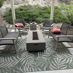 6 Person Outdoor Seating With Firepit Table 