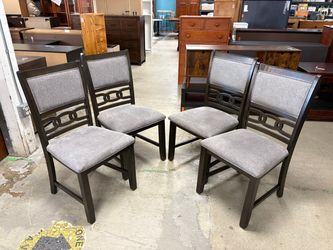 Wood Grey Upholstered Dining Chairs (Set of 4)