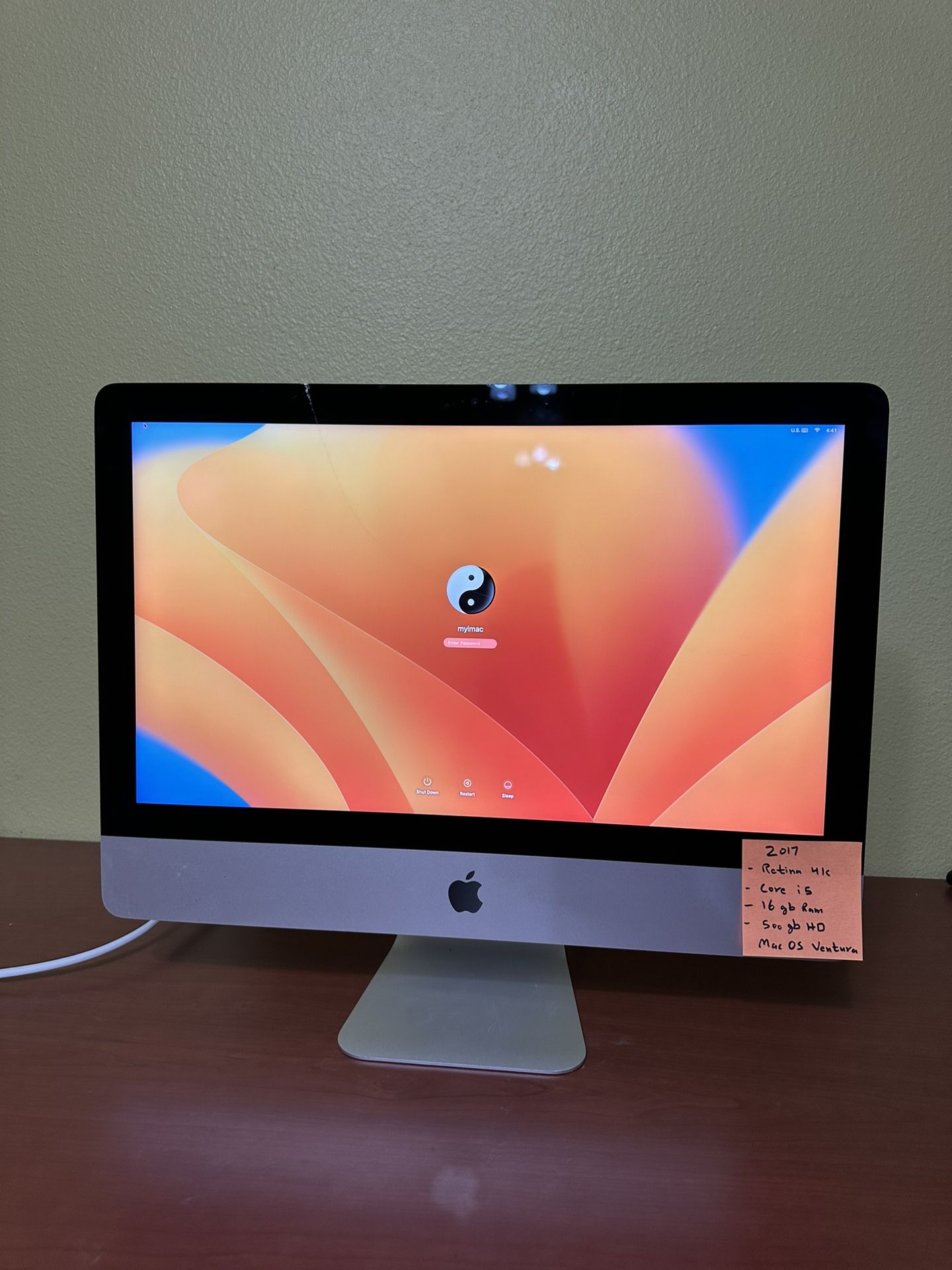 2017 iMac 21.5” Core I5 - 16gb Ram - 500gb HD