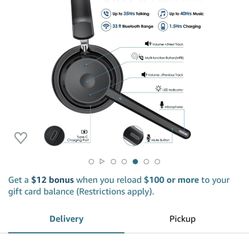 Mopchnic Bluetooth Headset, Wireless Headset with Upgraded Microphone AI Noise Canceling, On Ear Bluetooth Headset with USB Dongle for Office Call Cen