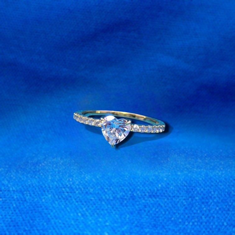 Silver Moissanite Heart Ring