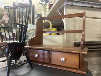 Vintage Wood Shelf w/ Storage Drawers