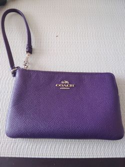 Coach purple wristlet wallet