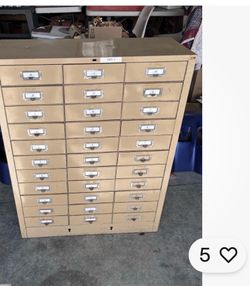 33 drawer vintage metal cabinet