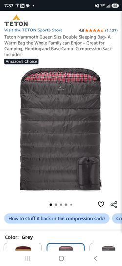 TETON Sports Mammoth Queen-Size Double Sleeping Bag (20°F) - Item 110