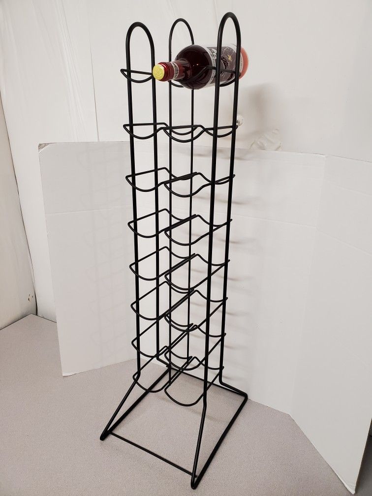 Black metal freestanding wine rack