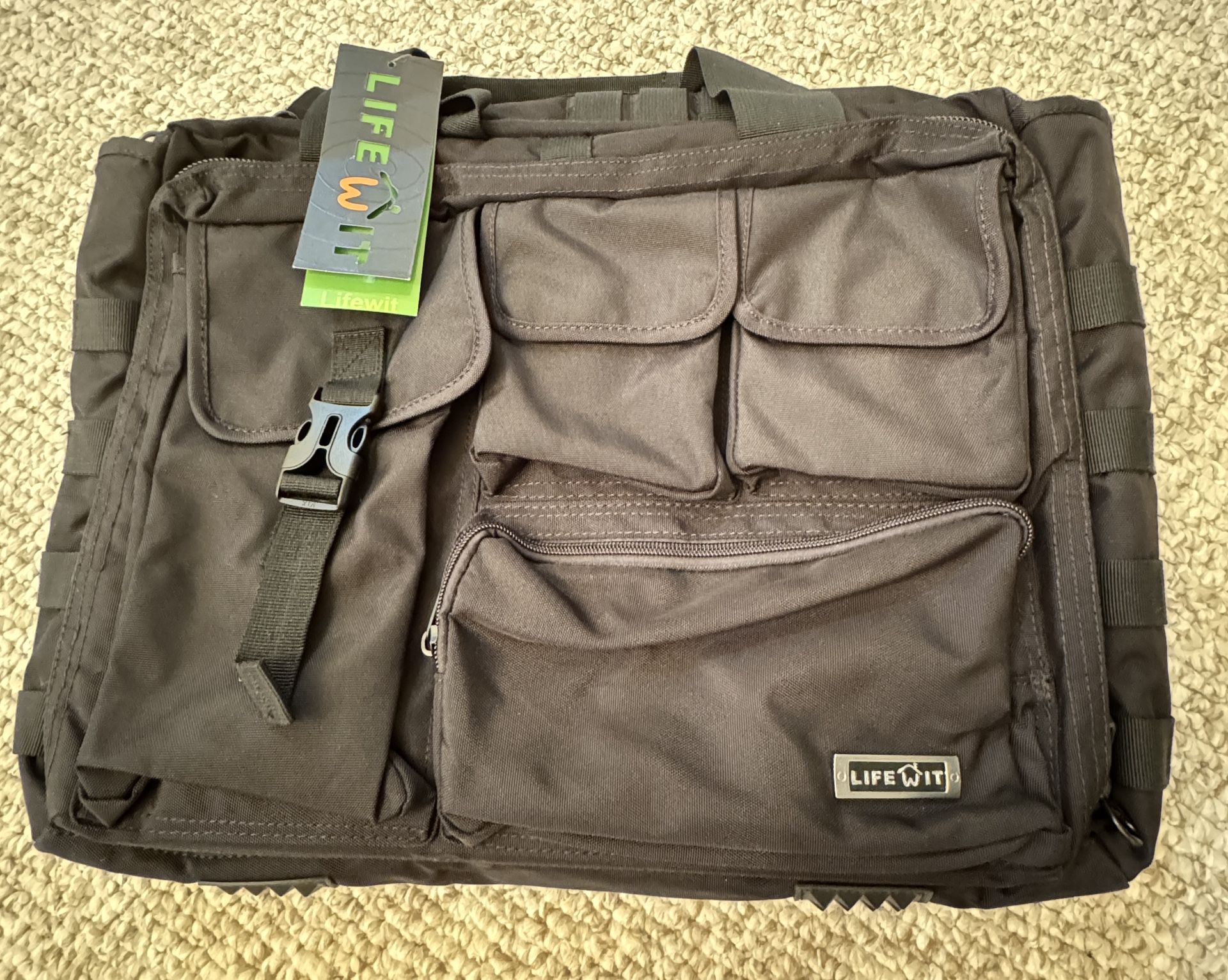 LifeWit Canvas Messenger Laptop Bag Pockets