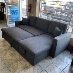 Grey Reversible Sectional With Pull Out Bed And Storage ‼️NEW IN STOCK‼️
