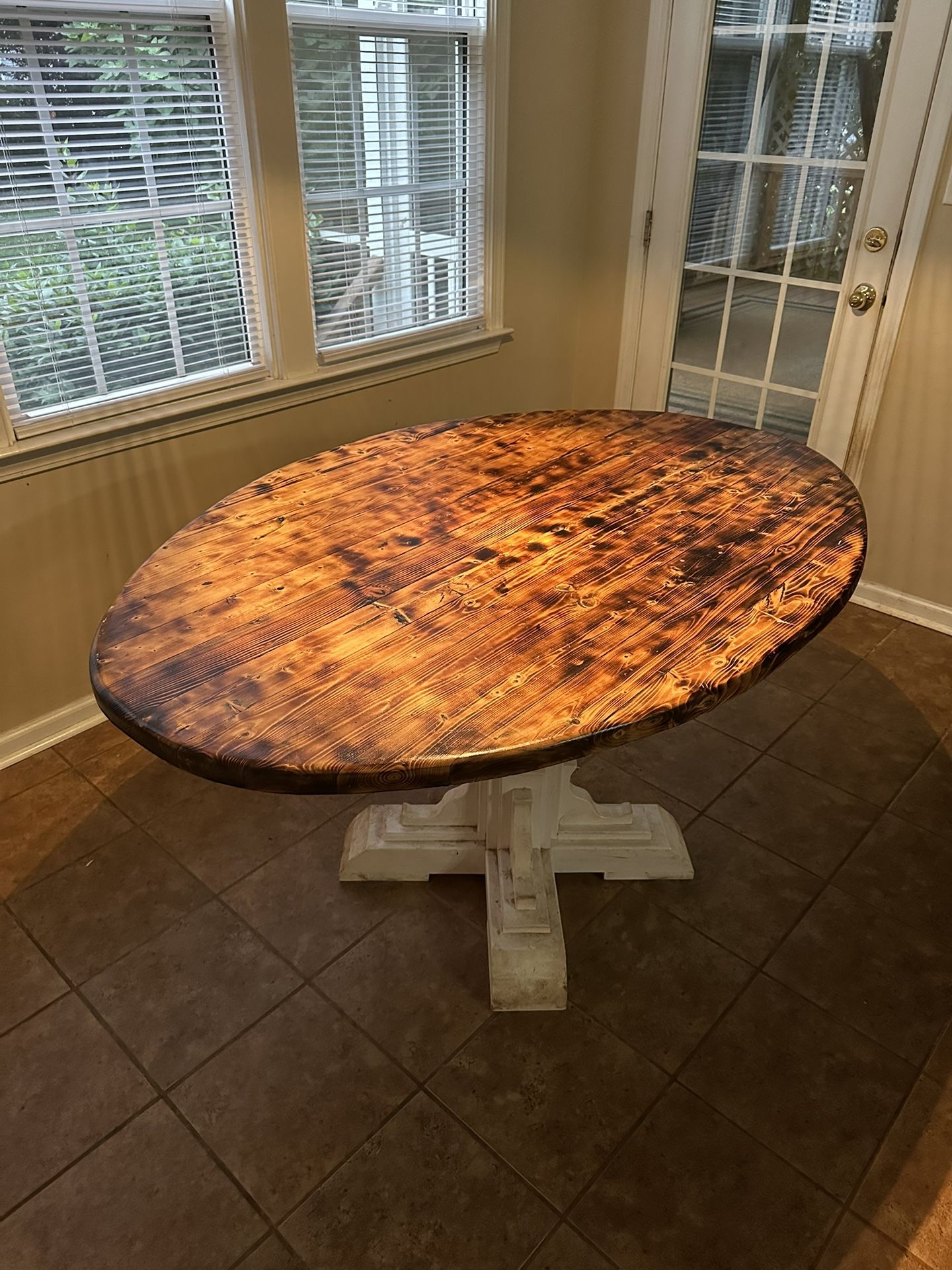 Custom Burnt Teak Wood Dining Table
