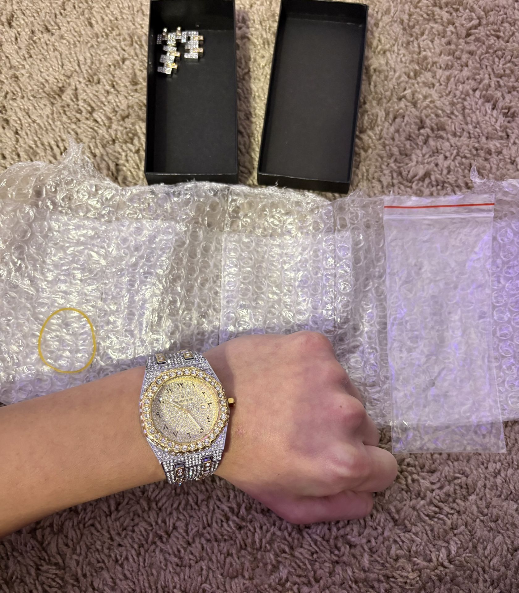 gold royal oak moissanite AP watch fits all sizes