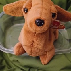 PLUSH COLLECTOR TY BEANIE BABIES SLOWPOKE SLOTH,  MCDONALD'S MINI IGUANA,  DACHSHUND~WEENIE