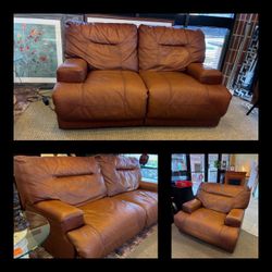 3pc leather power, reclining living room set