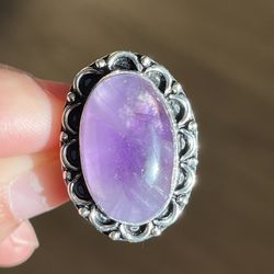 Size 7.5 925 silver overlay amethyst ring