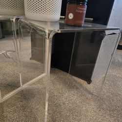 Clear See-through Side Table x2