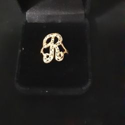 14KT SOLID GOLD "R" INITIAL RING