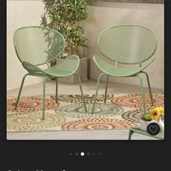 Elloree Matte Green Metal Dining Chairs
