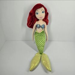 Disney Store Ariel The Little Mermaid Plush 18" Stuffed Animal Siren Princess