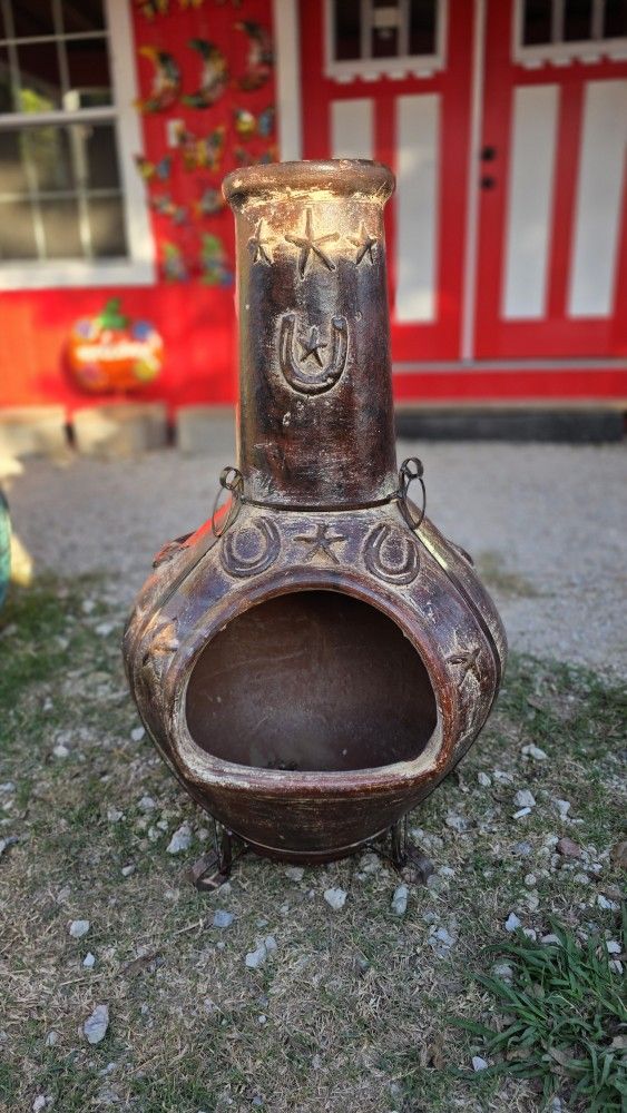 Brown Clay Chiminea, Chimenea, Chimeny, Fire Pit