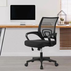 Ergonomic Mesh Office Chair Mid-Back Height Adjustable Computer Chair w/ Lumbar Support & 360° Rolling Casters 125kg/276lb Weight Capacity