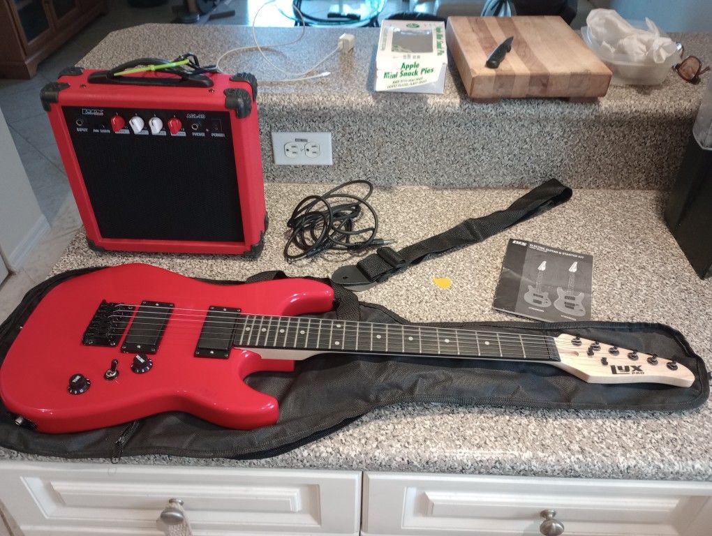 Lyx Pro 36" 3/4 Size Solid Wood Body Electric Guitar 20 Watt Amp Amplifier Bag Carry Case Music Musician Instrument Starter Kit Rock N Roll