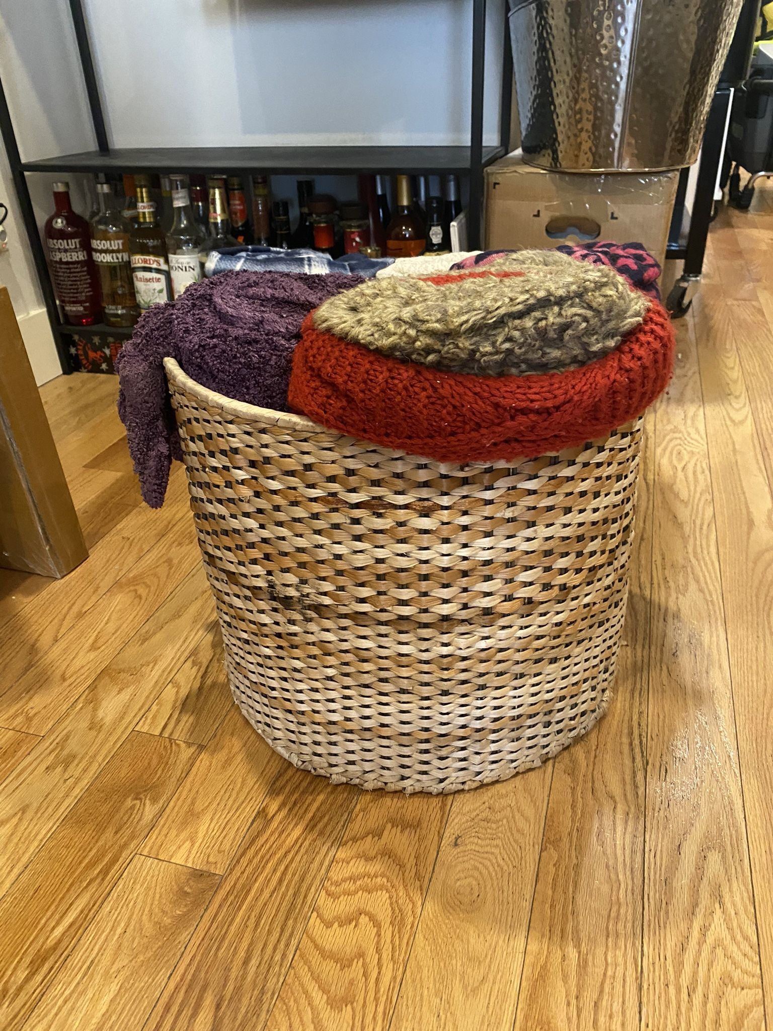 Circular Wicker Storage Basket
