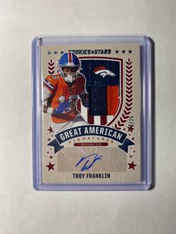 2025 Rookies & Stars Troy Franklin Great American Signatures Patch Auto #/25