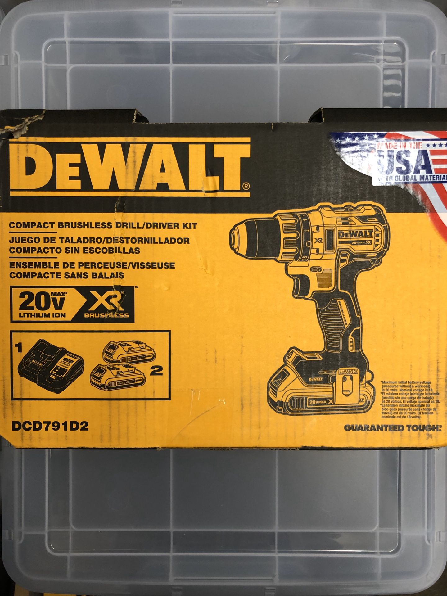 DEWALT 20-Volt MAX XR Lithium-Ion Cordless 1/2 in. Brushless Compact Drill/Driver with (2) Batteries 2Ah, Charger and Hard Case