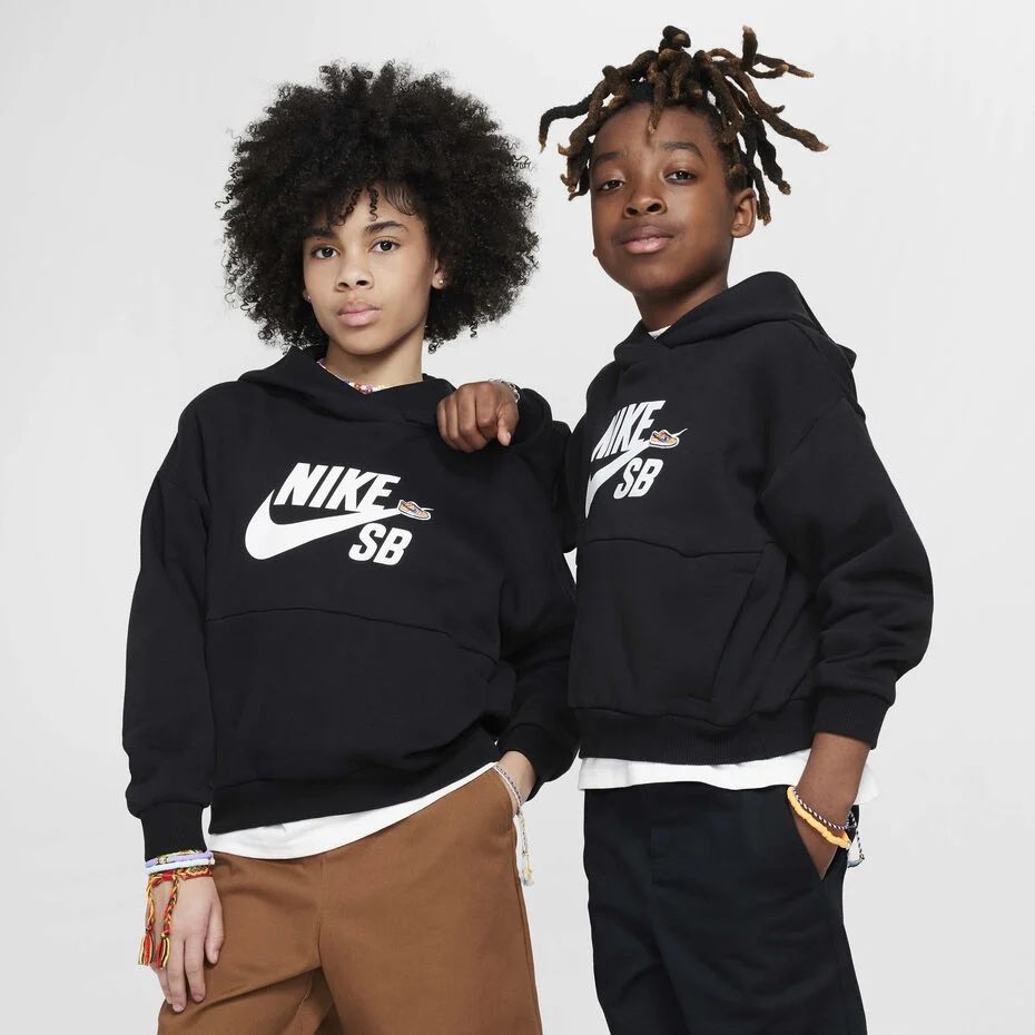 NEW Nike SB Icon Fleece Older Kids Medium Oversized Hoodie - Black (FD3154-010)