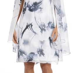 R&M Richards Chiffon Printed Dress, New. Size 16