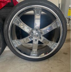 26 inch rims! Chrome 5-Spoke Wheel with Tire