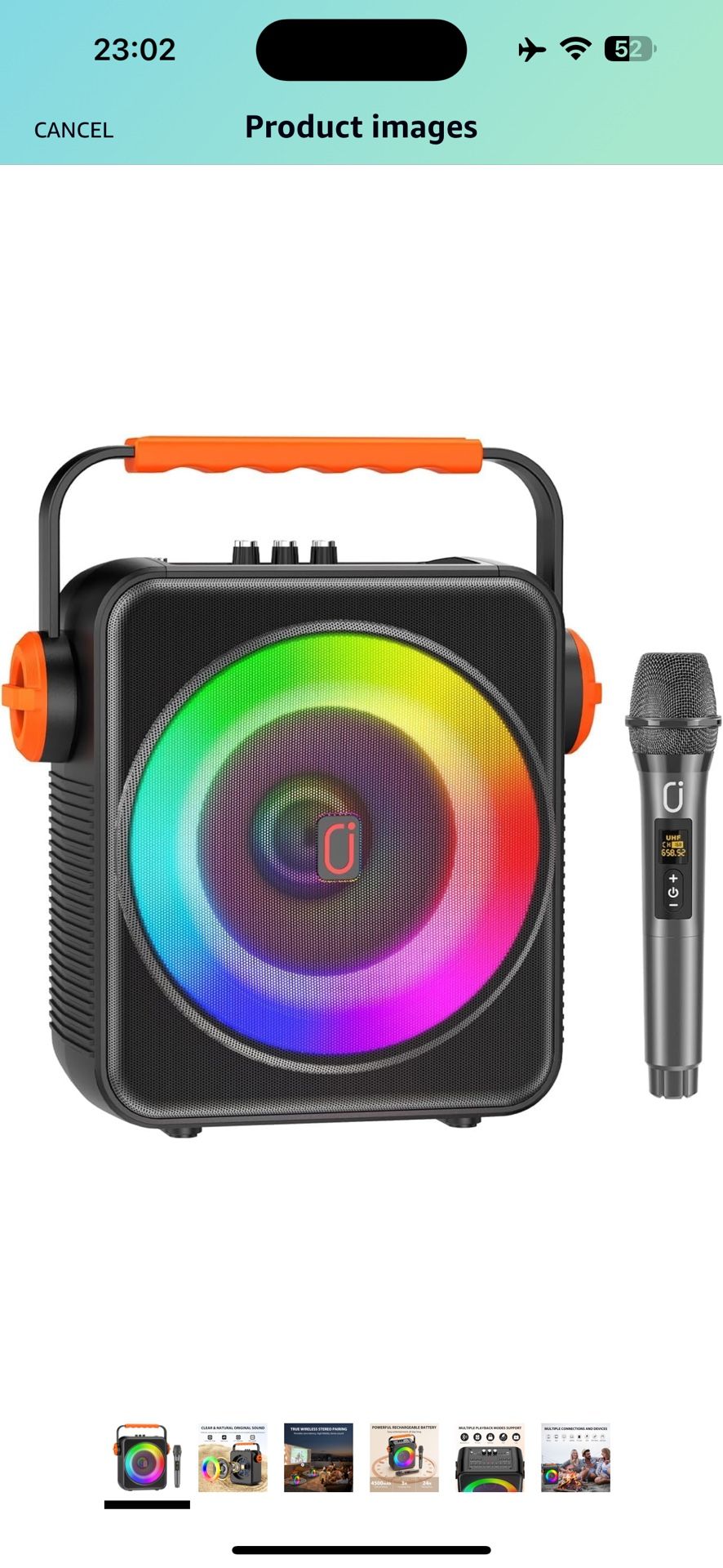 Karaoke Machine with 2 Wireless Microphones, Portable Bluetooth 5.3 Karaoke Speaker with DSP Chip for Adults, PA System with LED DJ Lights, Support TW