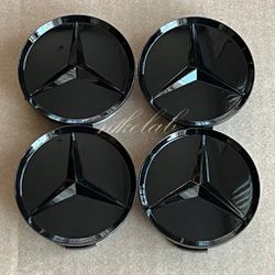 Mercedes Benz Wheel Cap 75mm Black Gloss AMG Wheel Center Hub Rim