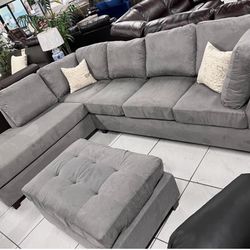 Sectional With Ottoman 🩶 Grey Color 