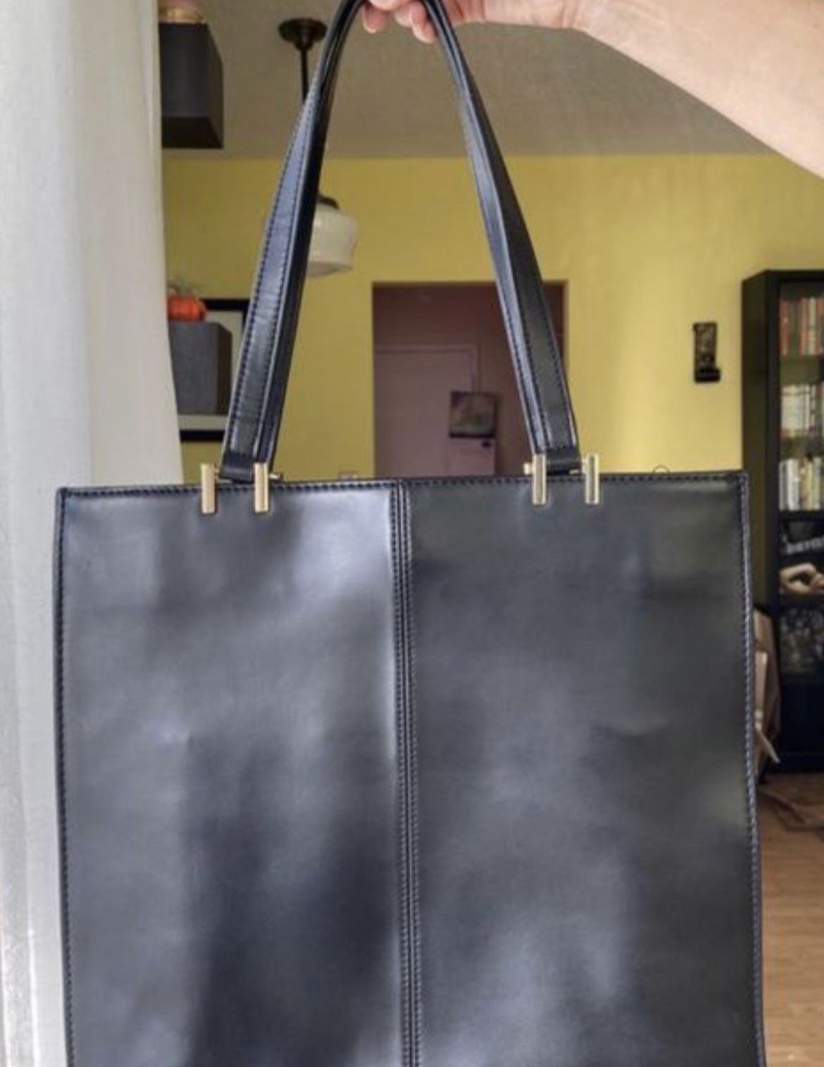Vince Camuto Genuine Leather Hand Bag Shoulder Tote Purse - Black
