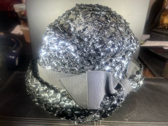 Vintage black woven textured hat