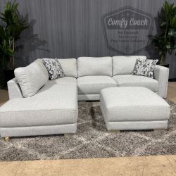 🛋️ Comfy Light Gray Sectional Sofa w/ottoman (Delivery Available!! )